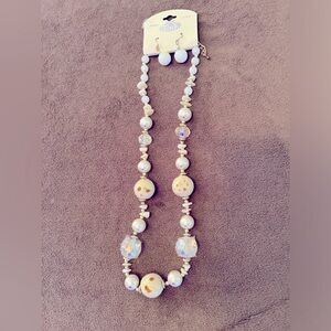 Cream stone necklace and earrings, NWT